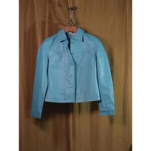 Vintage Newport News Cerulean Blue Leather Jacket 6